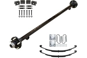 THE TRAILER PARTS OUTLET 2000 lb Light Duty Single Trailer Axle Kit with Suspension - Leaf Springs, Hanger & U-Bolt Kit (61" Hubface - 46" Spring Center, 5x4.5 Bolt Pattern)