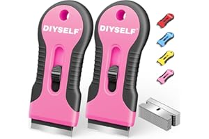 DIYSELF 2 Pack Razor Blade Scraper, 10 PCS Spare Razor Blades, Enhanced Razor Scraper, Razor Blade Scraper Tool for Glass Top Stove, Multipurpose Glass Scraper, Razor Scraper Tool for Paint, Sticker
