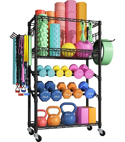 Support Rangement Tapis Yoga Lifewit à Roulettes - Rack Fitness Haltères Kettlebell Grande Capacité