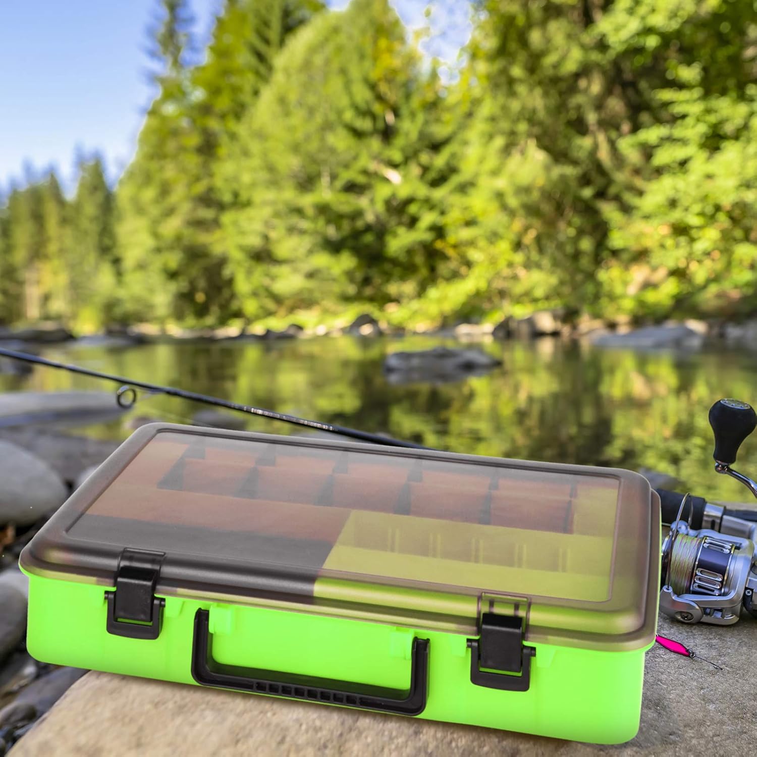 Goture Plastic Storage Organizer Box, Portable Bait Storage Adjustable Divider Removable Compartment with Handle, Tackle Tray for Fishing Storage : Sports & Outdoors