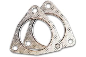 MLY 2 PCS Exhaust Gasket, 2" Three-Bolt Exhaust Flange Gasket, Durable Catalytic Converter Gasket Replacement Accessories, Un