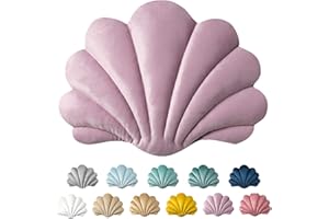 ASHLER HOME DECO Ashler 3D Throw Pillows Shell Shaped Accent Throw Pillow, Soft Velvet Insert Included Cushion for Couch Bed Living Room, Pack of 1, Pink Purple, 14 X 11 inches