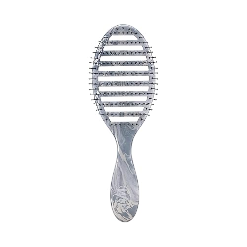 Wet Brush Speed Dry Hair Brush Silver (Metallic Marble) Vented Design  and Ultra Soft HeatFlex Bristles Are Blow Dry Safe With Ergonomic Handle