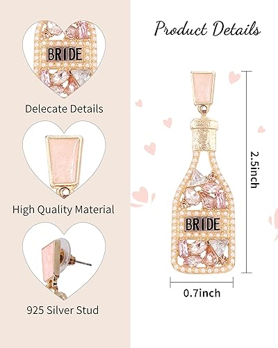 Bachelorette Earrings for Bride With Delicate Beaded Champagne