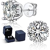 MomentWish Moissanite Earrings, Birthday Gifts for Her, D Color VVS1 Clarity Moissanite Stud Earrings, White Gold Plated 925 Sterling Silver Studs Jewelry for Women Men