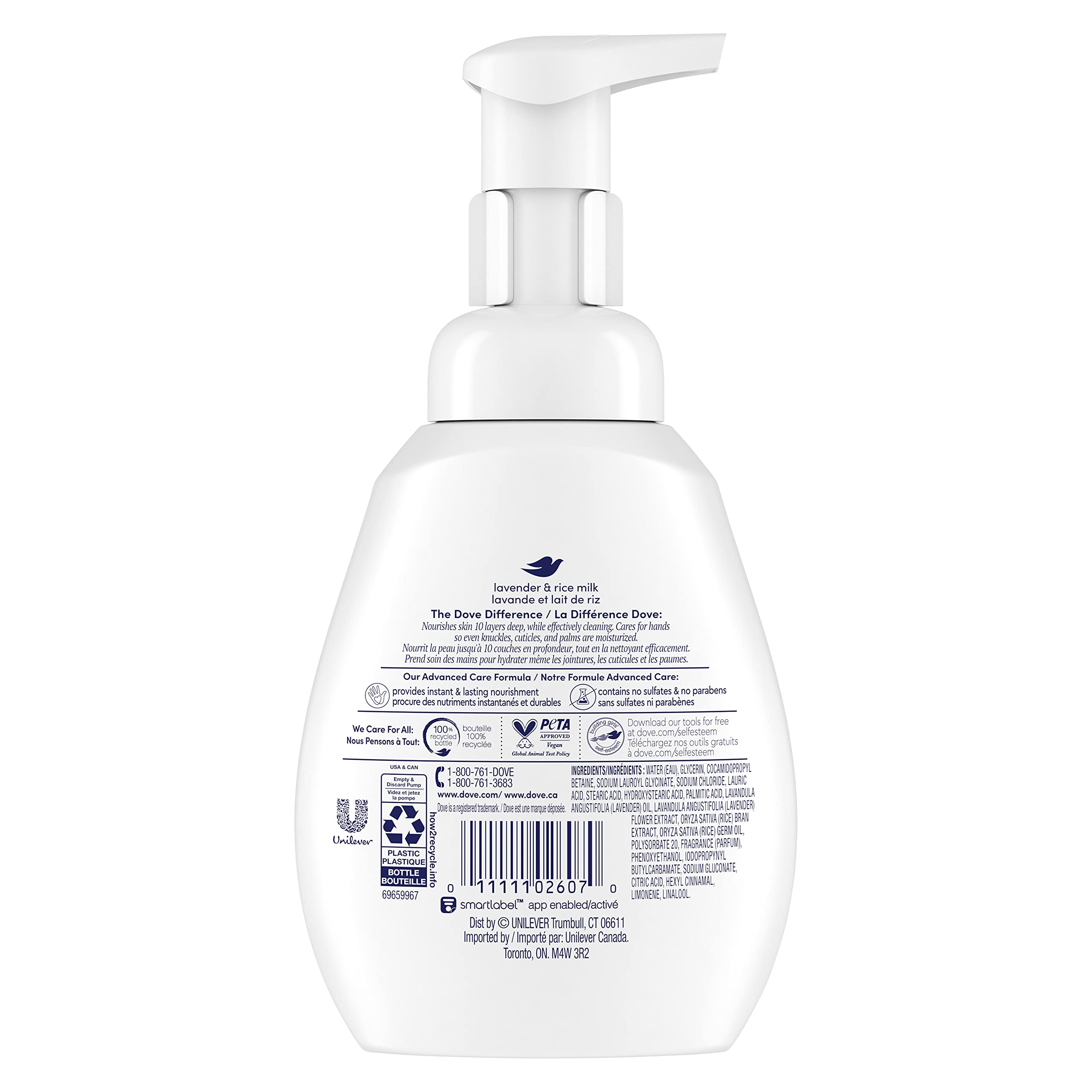 Dove Foaming Hand Wash Lavender & Rice Milk Pack of 4 Protects Skin from Dryness, More Moisturizers than the Leading Ordinary Hand Soap, 10.1 oz