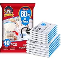 BoxLegend Space Saver Bags, 10-Pack (5 Jumbo, 5 Large) Vacuum Storage Bags for Comforters Blankets Clothes Pillows…