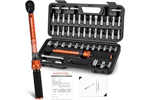 Matework 50PCS Inch Pound Torque Wrench Set, 1/4" Drive Bike Torque Wrench, 10-220 in.lb(1-24.7nm) Click Bicycle Torque Wrenc