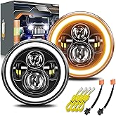 MONDEVIEW 7 Inch LED Headlight Round H6024 High Low Beam, Turn Signal DRL for Jeep Wrangler Chevy Ford Nissan Hummer, DOT Approved