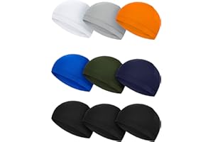 SATINIOR 9 Pieces Cooling Skull Caps Helmet Hard Hat Liner Bald Cap Sweat Wicking Running Beanie Cycling for Men Women