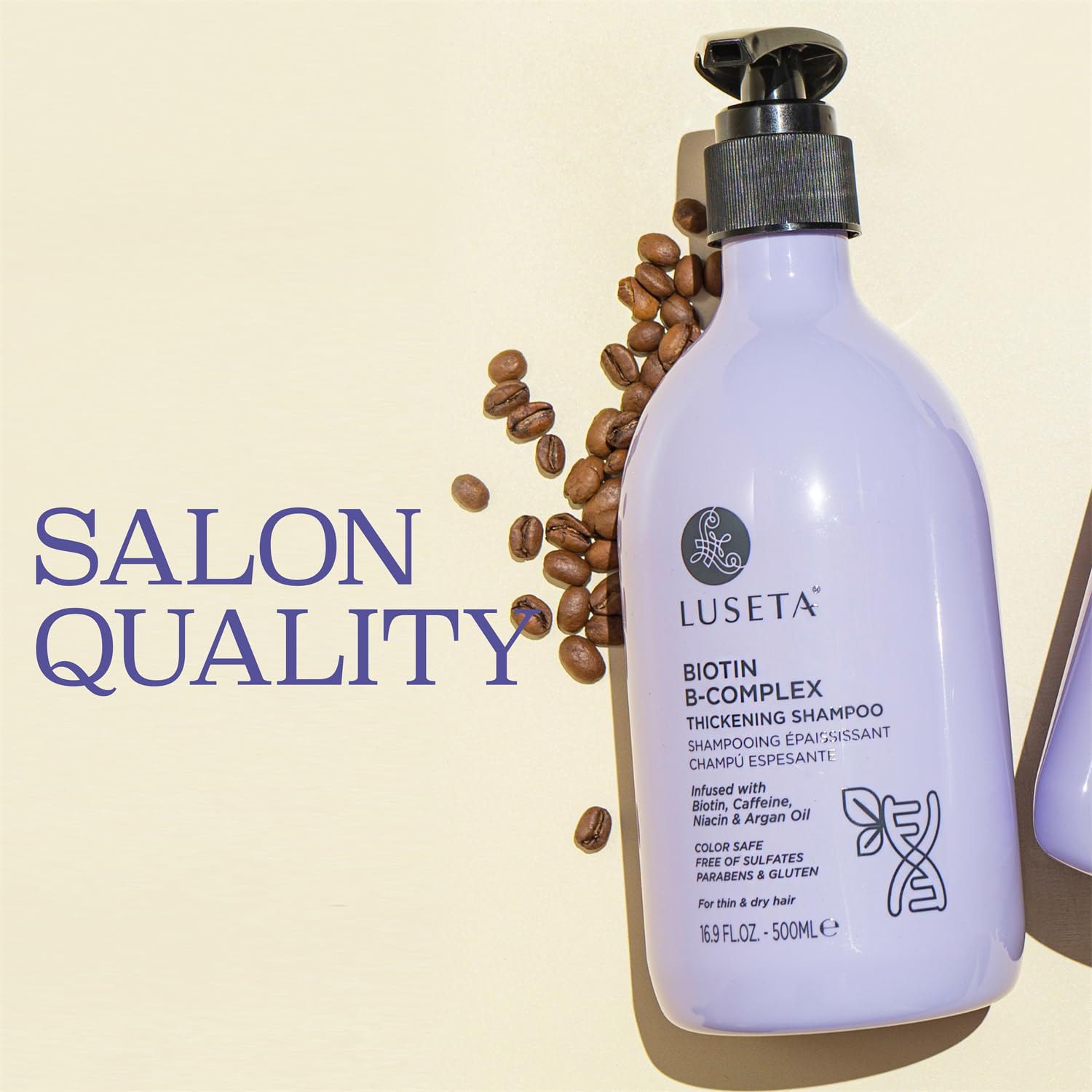 Luseta Biotin B-Complex Thickening Shampoo for Hair Growth and Strengthener - Hair Loss Treatment for Thinning Hair With Biotin Caffein and Argan Oil for Men & Women - All Hair Types 16.9oz