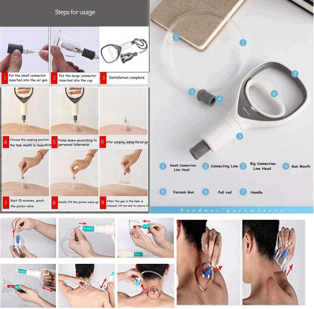 Med SPA Care Handheld Vacuum Cupping Set/Head Massager/Full Body Massager/Best Fat Burnersr- Chinese Ancient Acupuncture Therapy for Back Pain, Lose Belly Fat Fast, Value Gifts (Luxury 24-Cups Set): Sports & Outdoors