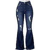 PEIHOT Vintage Bell Bottoms Flare Jeans for Women 90s High Waist Ripped Distressed Wide Leg High Rise Denim Pants