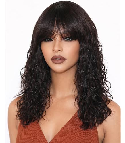 16 Inch Straight Human Hair Wig with Bangs, Lightweight Daily Wear Amazon.com : Ruiyu Straight Human Hair Wigs with Bangs 180  main image 4