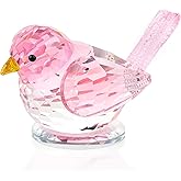 Crystal Pink Birds Figurine Glass Collectible Figurines Paperweights Birthday Gifts for Women Decorative Tabletop Centerpiece for Animal Lovers