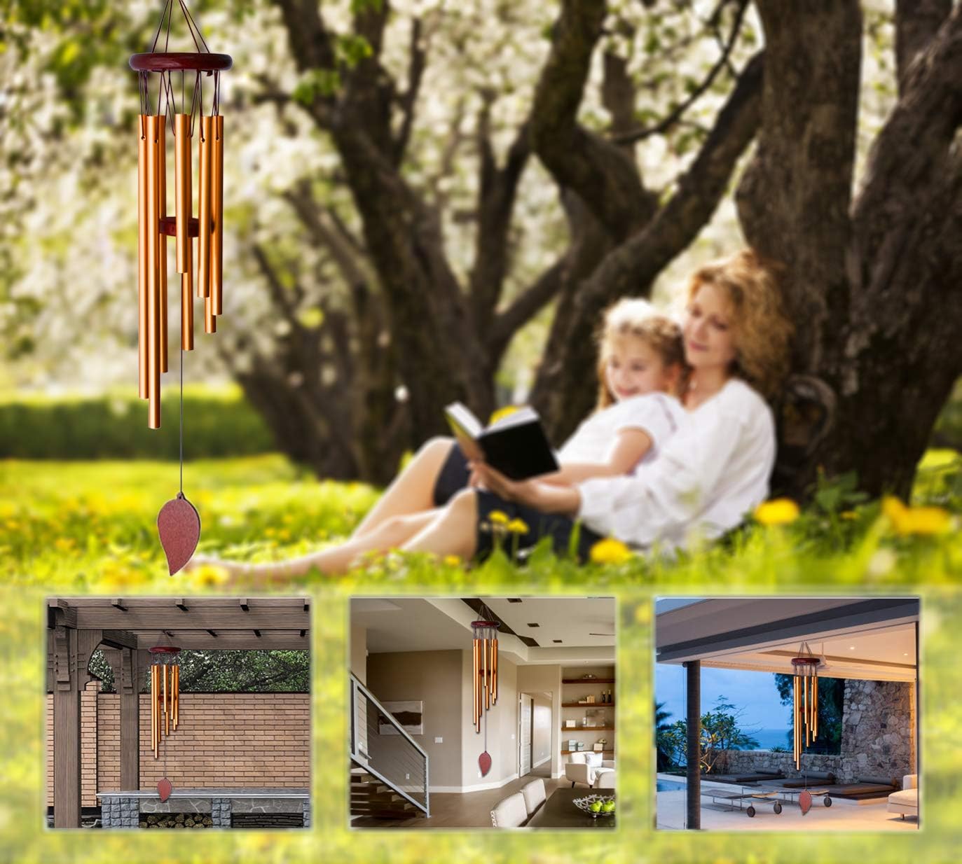 SuninYo Wind Chimes for Outside, Small Wind Chimes Outdoor Clearance, Memorial Wind Chimes with 8 Metal Tubes & Hook : Garden & Outdoor