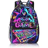 School Backpack for Boys Video Game Backpack for Kids Skull Gaming Print Boys Backpacks School Bag Lightweight Waterproof Adjustable Kids Backpacks Students Bookbag for Children Teens Ages 6-18