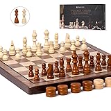 Chess Set 15'' Chess Board Wooden Magnetic Folding