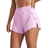 CRZ YOGA V Split Running Shorts for Women 2.5" - High Waisted Workout Athletic Gym Track with Liner Breathable Quick Dry