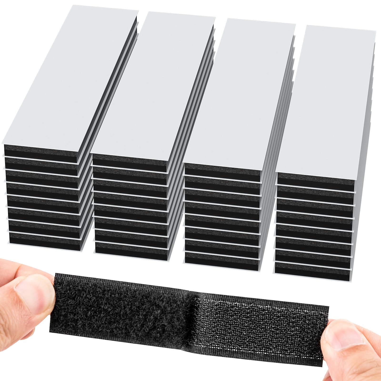Photo 1 of 32 Sets 1x4 Inch Hook and Loop Strips with Adhesive, Strong Sticky Back, Heavy Duty Fasteners, Double Sided Mounting Tape for Wall Hanging Picture, Home, Office, School, No Holes Needed, Black