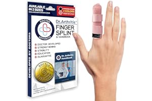 Doctor Developed Finger Splint & Handbook - Trigger Finger, Arthritis, RSI - Fits Ring, Index, Pinky & Middle - 2 sizes (Pink