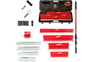 Plonic Drywall Skimming Blade Set with Portable Case, Stainless Steel 10", 14", 24", 32" & 40" Skimming Blades with 40"-84" Extension Handle, Drywall Finishing Tools for Plasterboard and Wallboard