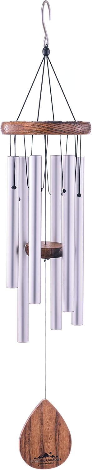 UpBlend Outdoors Wind Chime - The Classic Silver Havasu is 28” Total Length - Hand-Tuned and Beautiful as a Gift or for Your Patio, Garden, and Outdoor Home décor