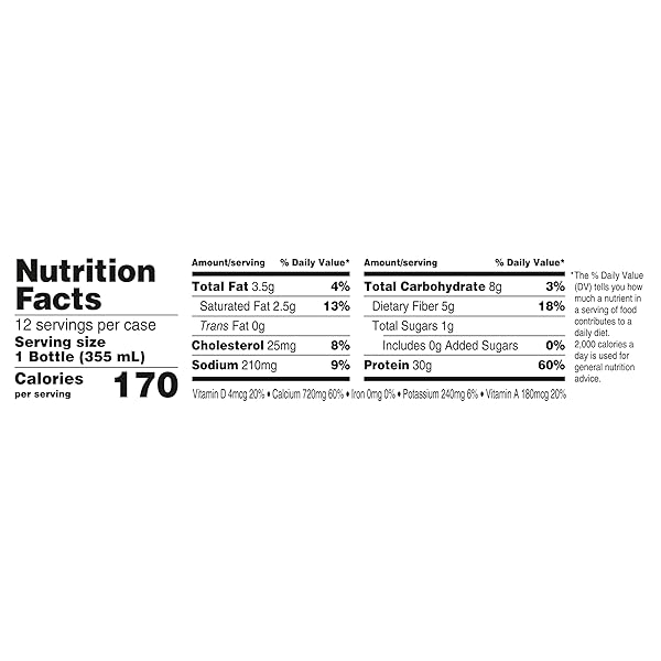 OIKOS PROTEIN SHAKE, VANILLA, 30G HIGH PROTEIN DRINKS, SHELF STABLE, READY TO DRINK, 5G PREBIOTIC FIBER, 12 FL OZ BOTTLE, 12 COUNT​