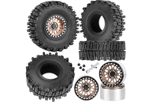 BRCatWPark Aluminum 2.2 Wheel Tires for 1/10 SCX10 SCX10 II SCX10 III SCX10 Pro TRX4 TRX6 Gen7/8 D90 VS4-10 MST CFX RC Crawler Car,2.2 Beadlock Wheel Off Road Buggy Rally RC Truck Tires,Bronze