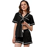 NAP BOUND 100% Cotton Pajamas for Women Sets 2 Pieces Pjs Button short sleeves with Pockets Soft Sleepwear Loungewear XS-XXL