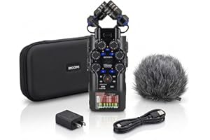 Zoom H6studio 8-Track 32-Bit Float Handy Recorder Bundle with APH-6st Accessory Pack with Hairy Windscreen, Padded Shell Case