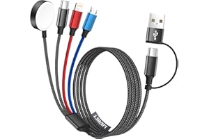MPATIBY Cruise Essentials 4 in 2 Charging Cable for Apple iWatch Charger/iPhone 17/Lightning/Micro, Travel Multi Charging Cable Cord Compatible for iWatch Ultra/SE/10-1, iPhone16-6, Android, Car Accessories