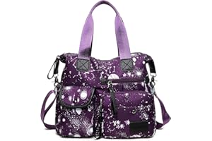 YOUNUO Tote Bag for Women,Multi Pockets Shoulder Handbag,Nurse Bag for Work,Large Cross body Purse,Fashion Nylon Top Handle Satchel