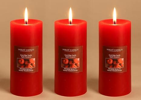 Hosley Set of 3 Apple Cinnamon 6Inchs Pillar Candles