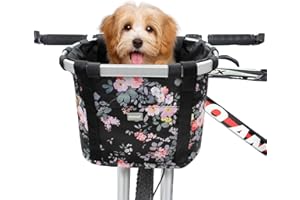 RAYMACE Bicycle Basket Dog Bike Handlebar Basket Front,Folding Detachable Quick Release Easy Install,Cycling Picnic Bag