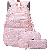Mfikaryi Kids Girls Backpack with Lunch Box Backpack for School Lunch Box Combo