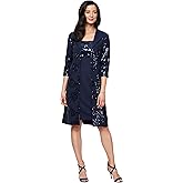 Alex Evenings Womens Midi Scoop Neck Shift Dress with Jacket (Petite and Regular)