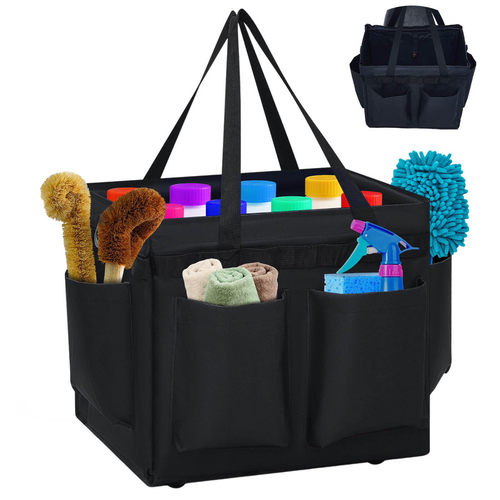 Photo 1 of Paterr Hot Tub Chemical Storage Bag for Adults Spa Accessories Chemical Storage Holds All Hot Tub and Spa Chemicals Accessories Caddy Tote Bag Multiple Pockets Outdoor Supplies, Black