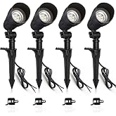 LITFIT Low Voltage Landscape Lighting,12v Aluminum Outdoor Spotlights,4pack | Landscape Lights IP65 Waterproof with Connectors, 7.5W 410LM 3000K LED Spot lights for Yard Garden Flag Tree Lawn,ETL Listed