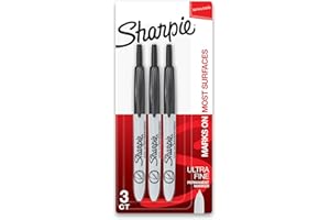 Sharpie Retractable Permanent Markers, Ultra Fine Point, Black, 3 Count