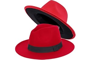 FADACHY Trendy Fedora Hats for Men & Women Wide Brim Felt Hat Dress Panama Hat Two Tone Fedora