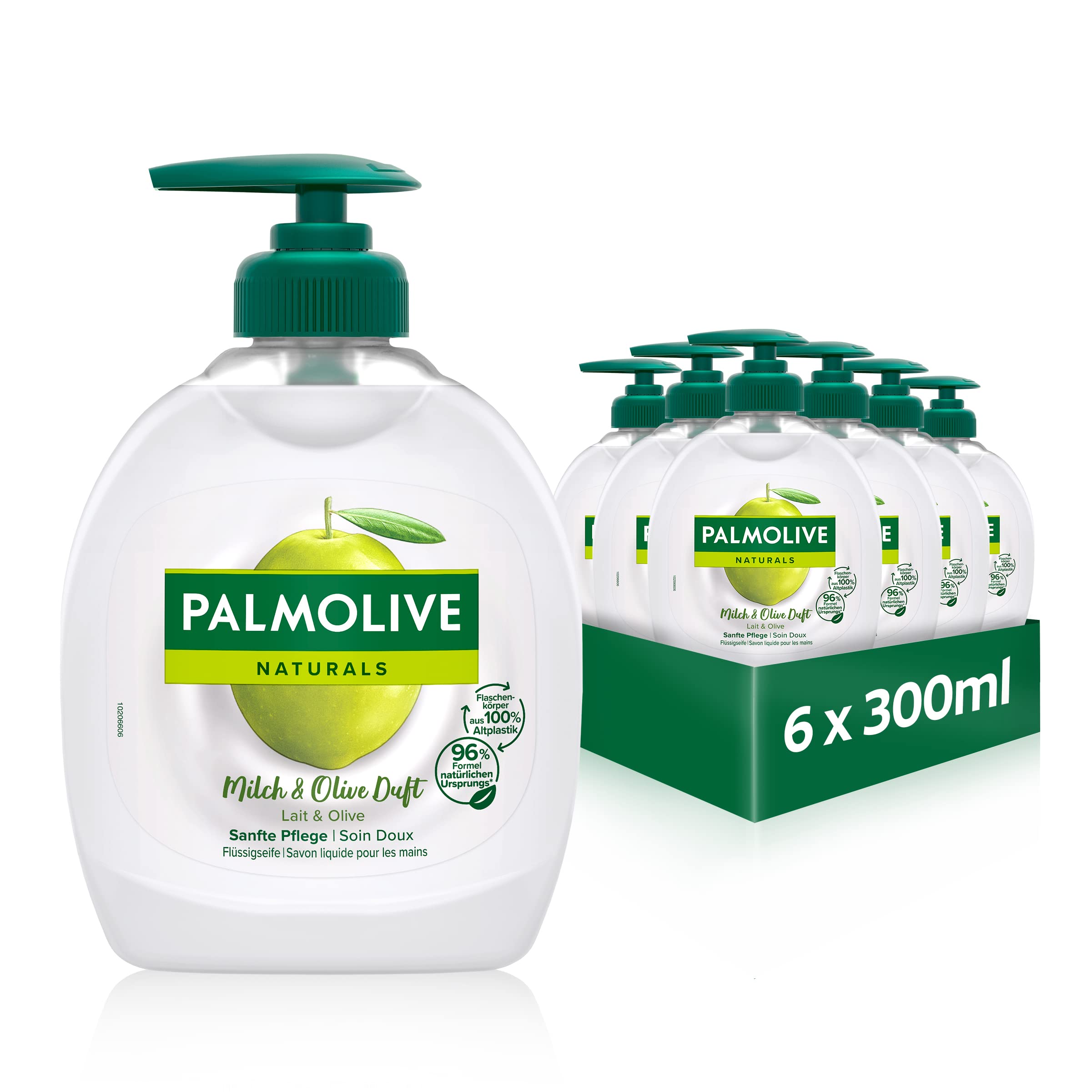 Palmolive Soap Naturals Milk and Olive 6 x 300 ml for all skin types, hand soap, liquid soap