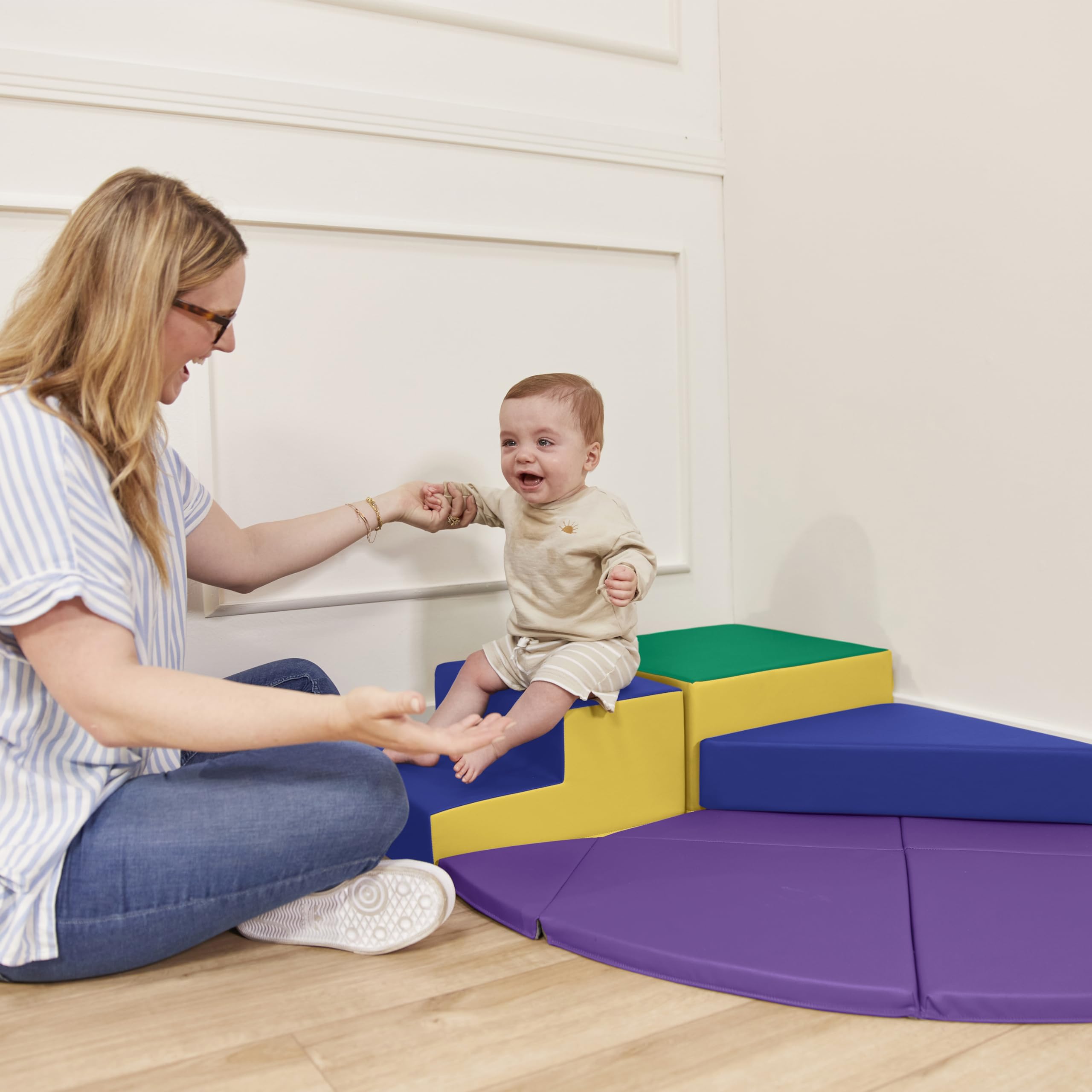 ECR4Kids SoftZone Junior Adventurer's Summit Step, Corner Climber, Assorted, 4-Piece