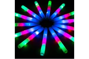 SHQDD 240 Pack LED Foam Sticks, Glow Stick Bulk Party Pack with 3 Modes Colorful Flashing, Glow in the Dark Party Supplies for Wedding, Raves, Concert, Camping