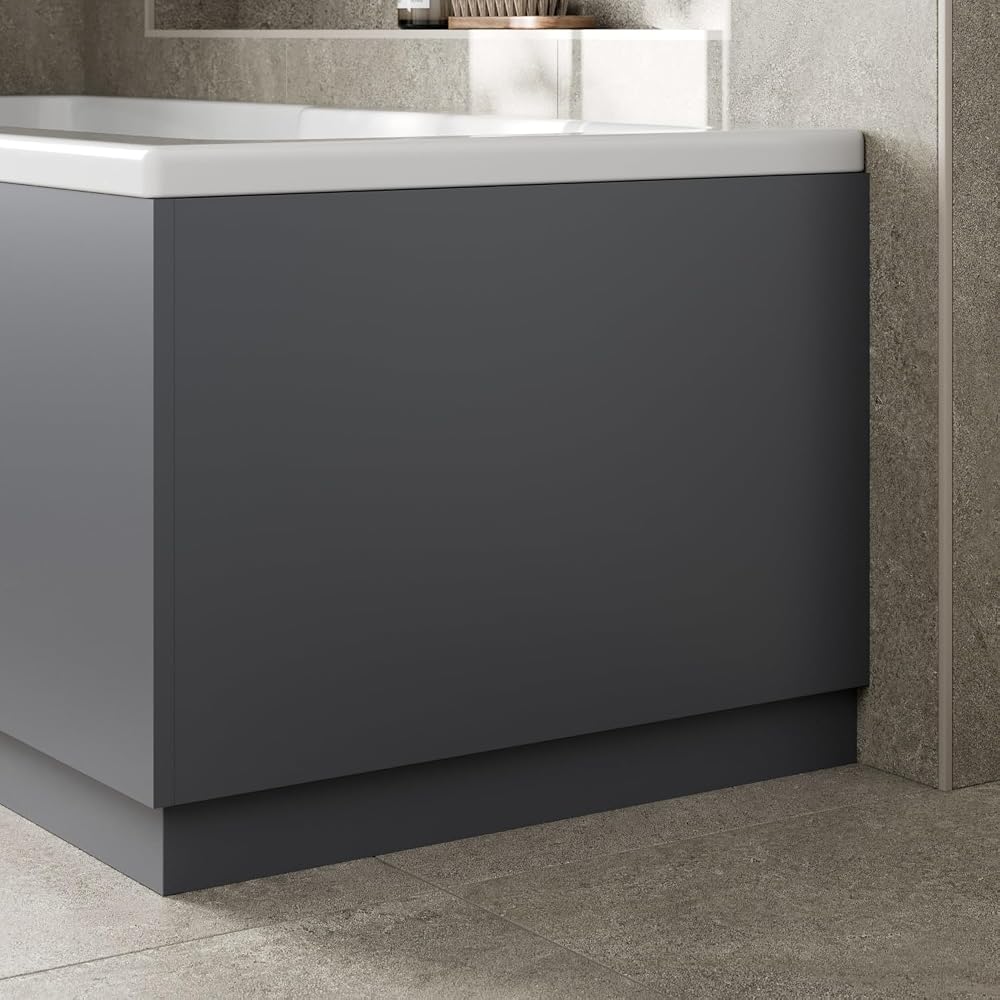 AURORA 700mm End Bath Panel Grey Gloss 18mm MDF Wooden Plinth Easy Cut
