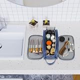 Elviros Water-Resistant PU Leather Toiletry Bag Men Large Shaving Dopp Kit Blue view 7