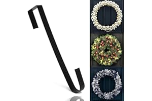 OSGOW 12" Wreath Hangers for Front Door, Indoor or Outdoor Over The Door Wreath Hook Hanger for Easter Spring Halloween Xmas Wreath Decorations, Steel Material, 20lb Load Bearing