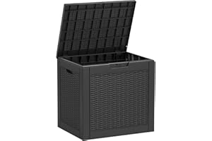 NBYSGO Outdoor Storage Box, Resin Deck Boxes Indoor and outdoor, Waterproof Storage Box Lockable Lid (Black, 35 Gallon)
