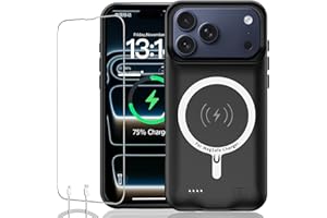 KCKEBLM Battery Case for iPhone 17 Pro Max, Upgraded 12000mAh Rechargeable Portable Extended Battery Pack Supported Qi Wireless Charging Case Compatible with iPhone 17 Pro Max (6.9 inch) Charger Cover (Black)