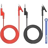 ALLmeter 1M 15A Stackable Banana Plug to Alligator Clip Test Leads - Heavy Duty Multimeter Test Cable with Braided Wire for Electrical Testing, Power Supplies (2-Pack)